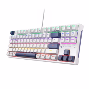 Machenike K500B-B87 Laidinė mechaninė žaidimų klaviatūra su apšvietimu, Red Switch - baltas