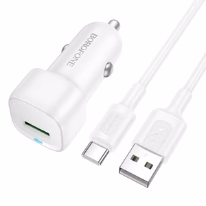 Borofone Car charger BZ34 Cloud - USB - QC 3.0 18W with USB to Type C cable white