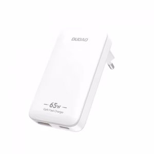 Dudao A65Q 65W GaN kelioninis sieninis įkroviklis USB-A / USB-C PD itin plonas EU / US – baltas