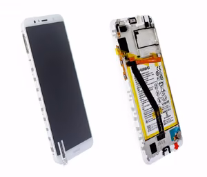 Ekranas Huawei Y6 2018/Y6 Prime 2018 su lietimui jautriu stikliuku ir rėmeliu ir baterija White originalus (service pack)