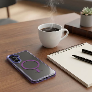 Dėklas Samsung A27 Frame Clear Hybrid Mag Cover, suderinamas su MagSafe, violetinis