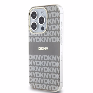 DKNY IML mono ir dryžuotas magnetinis dėklas telefonui iPhone 15 Pro – smėlinis