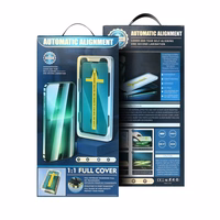 5D pilno klijavimo grūdintas stiklas iPhone 15 Pro Max juodas + aplikatorius