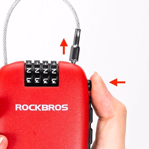 Rockbros 32420981001 dviračio spyna su ištraukiamu laidu, raudona