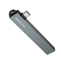 "Borofone" adapteris HUB FH1A 4 in 1 - C tipo 3xUSB 2.0 + USB 3.0 - pilkas