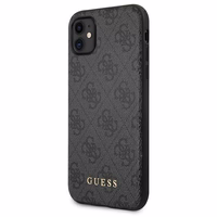 Guess GUHCN61G4GFGR iPhone 11 / Xr 6,1"pilkas/pilkas hard dėklas 4G Metal Gold Logo