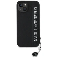 Karl Lagerfeld Saffiano Rhinestones & Charm dėklas telefonui iPhone 15 / 14 / 13 - juodas