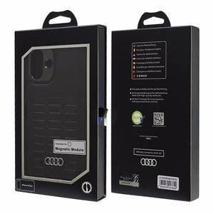 Audi Sintetinės odos Magnetinis iPhone 16 Plus 6.7" juodas/juodas kietas dėklas AU-TPUPCMIP16M-GT/D3-BK