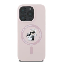 Dėklas telefonui Karl Lagerfeld Silikoninis Karl&Choupette Heads MagSafe iPhone 16 Pro Max - rožinis