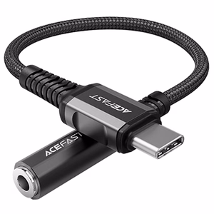 Acefast audio laidas USB Type C - 3.5mm mini jack (female) 18cm, DAC, AUX juodas (C1-07 juodas)