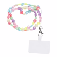 PIXIE telefono dirželis, telefono pakabukas / virvelės ilgis 68 cm (34 cm kilpoje) / ant kaklo – su širdelėmis