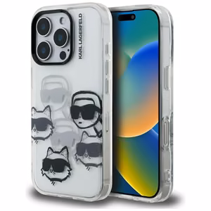 Karl Lagerfeld IML daugiaspalvis K&C galvos raštas dėklas iPhone 16 Pro Max - permatomas