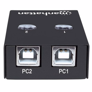 Manhattan USB-A automatinis bendro naudojimo jungiklis, 2x USB-B prievadai, 480 Mbps (USB 2.0), dvigubas valdymas (automatinis arba rankinis), maitinamas per USB (nereikalingas išorinis maitinimo šaltinis), su 1x 1.5m USB-A į USB-B kabeliu