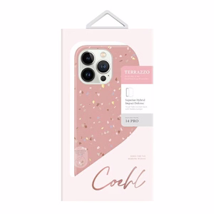 Uniq Coehl Terrazzo dėklas telefonui iPhone 14 Pro - rožinė