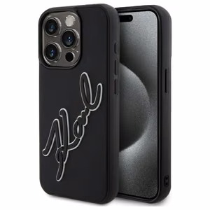 Karl Lagerfeld 3D Guminis Parašas dėklas telefonui iPhone 15 Pro - juodas