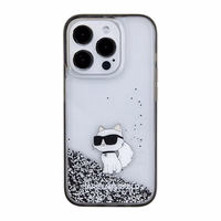 Karl Lagerfeld Liquid Glitter Choupette dėklas telefonui iPhone 15 Pro Max - skaidrus
