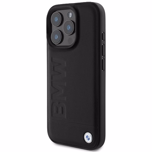 BMW Leather Hot Stamp MagSafe dėklas iPhone 16 Pro - juodas