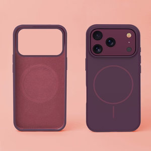 Thin Mag silikoninis dėklas, skirtas iPhone 17 Pro 6,3″ / iPhone 18 Pro 6,3″, tamsiai vyšninės spalvos
