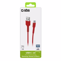 SBS TECABLEMICROC15R USB-A - USB-C kabelis 1.5 m - raudonas