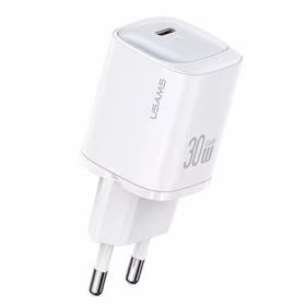USAMS Tinklo įkroviklis CC251 30W GaN USB-C Fast Charging HC Series baltas CC251TC02