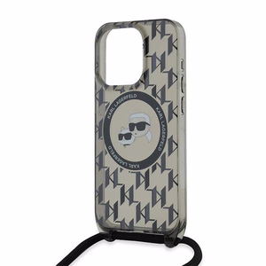 Karl Lagerfeld IML Crossbody Monogram Karl & Choupette Head Magnetinis dėklas telefonui iPhone 15 Pro - juodas