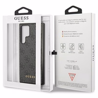 Guess GUHCS23LG4GFGR S23 Ultra S918 pilkas/pilkas kietas dėklas 4G Metalinis Auksinis Logotipas