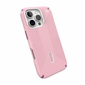 Speck Presidio2 Grip ClickLock & MagSafe dėklas, skirtas iPhone 16 Pro, „Wednesday Pink“ / „Boysenberry Purple“ / baltas