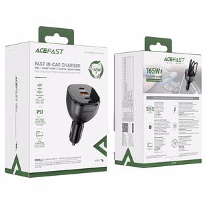 Acefast B14 automobilinis įkroviklis 165W 2x USB-C 1x USB-A - juodas