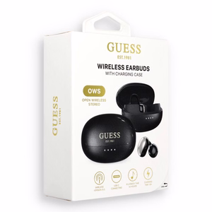 Belaidės ausinės OWS Guess Metalic Finish Electropated Parts Classic Logo, juodos