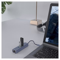 Savio AK-57 USB-A - 3 x USB-A HUB with RJ-45 Gigabit Ethernet adapter 5000 Mbit/s grey USB 3.2 Gen 1 (3.1 Gen 1) Micro-B 5000 Mbit/ai Juoda