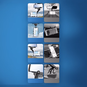 Automobilinis telefono laikiklis galinio vaizdo veidrodžiui - juodas