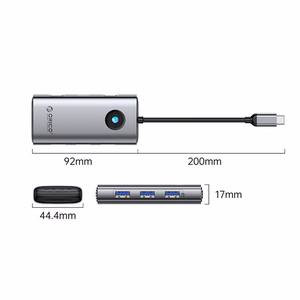Orico PW11 6in1 USB-C Docking Station 3x USB-A 3.0 1x USB-C PD 100W 1x HDMI 4K 30Hz 1x RJ45 2.5G Ethernet - Gray