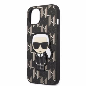 Karl Lagerfeld KLHCP13SPMNIKBK iPhone 13 mini 5.4" kietas dėklas juodas/juodas Monograma Ikonik Pleistras