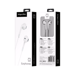 Kruger&Matz C2 į ausis įdedamos USB-C ausinės su mikrofonu, baltos