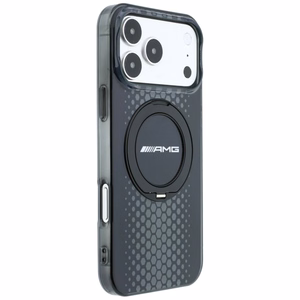 Mercedes AMG IML Double Layer Urban Line dėklas, skirtas iPhone 18 Pro Max / 17 Pro Max, su žiedu-stovu, suderinamas su MagSafe – juodas