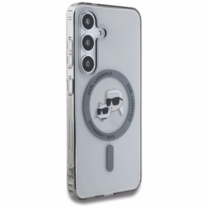 Dėklas telefonui Karl Lagerfeld Button Karl & Choupette Heads Išspausdintas logotipas MagSafe Samsung Galaxy S25 - juodas