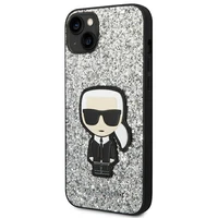 Dėklas telefonui Karl Lagerfeld KLHCP14MGFKPG iPhone 14 Plus 6.7\" sidabrinis / sidabrinis Glitter Flakes Ikonik