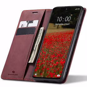 Spacecase Dėklas Wallet Poco X6 / RM Note 13 Pro 5G raudonas