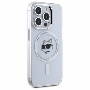 Karl Lagerfeld IML Metalinė Choupette galva MagSafe dėklas iPhone 15 Pro Max - baltas