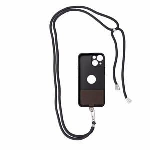 SWING (6mm) telefono dirželis, telefono pakabukas su reguliuojamu ilgiu / virvelės ilgis 165 cm (maks. 82,5 cm kilpoje) / ant peties arba kaklo – juodas