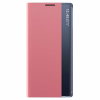 Dėklas telefonui knygos tipo su išmaniuoju langu Xiaomi Redmi K40 Pro+ / K40 Pro / K40 / Poco F3 - rožinis