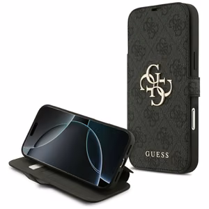 Guess книжный чехол для iPhone 17 Pro Max GUBKP17X4GMGGR (PU 4G Metal Logo) чёрный