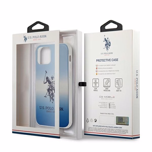 US Polo Assn. Gradient Pattern Collection dėklas, skirtas iPhone 12 mini, mėlynas