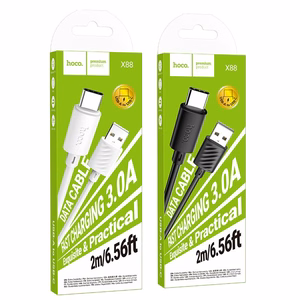 Kabelis USB A į USB C Hoco 3A 2 m X88 juodas