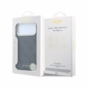 Dėklas Guess PU Leather 4G Gold Frame MagSafe Apple iPhone 18 Pro juodas