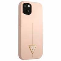 Guess GUHCP13SSLTGP iPhone 13 mini 5.4" rožinis kietas dėklas silikoninis trikampis