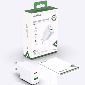 Acefast sieninis įkroviklis USB Type C / USB 20W, PPS, PD, QC 3.0, AFC, FCP baltas (A25 baltas)