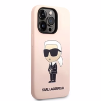 Karl Lagerfeld Silikoninis Ikonik dėklas telefonui iPhone 14 Pro Max - rožinis