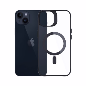3mk Satin Armor Magnetinis dėklas telefonui su MagSafe iPhone 14 Plus - permatomas su juodu rėmeliu