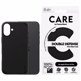 CARE by PanzerGlass dvigubos apsaugos dėklas telefonui iPhone 16 Plus - juodas